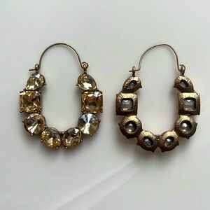 Zara Geometric Rhinestone Gold Hoop Earrings